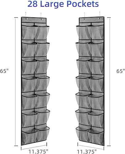 Miniatura 2 de KEEPJOY Organizador de zapatos para colgar sobre la puerta, organizador de zapatos colgante con 4 ganchos, soporte para zapatos de puerta con 14
