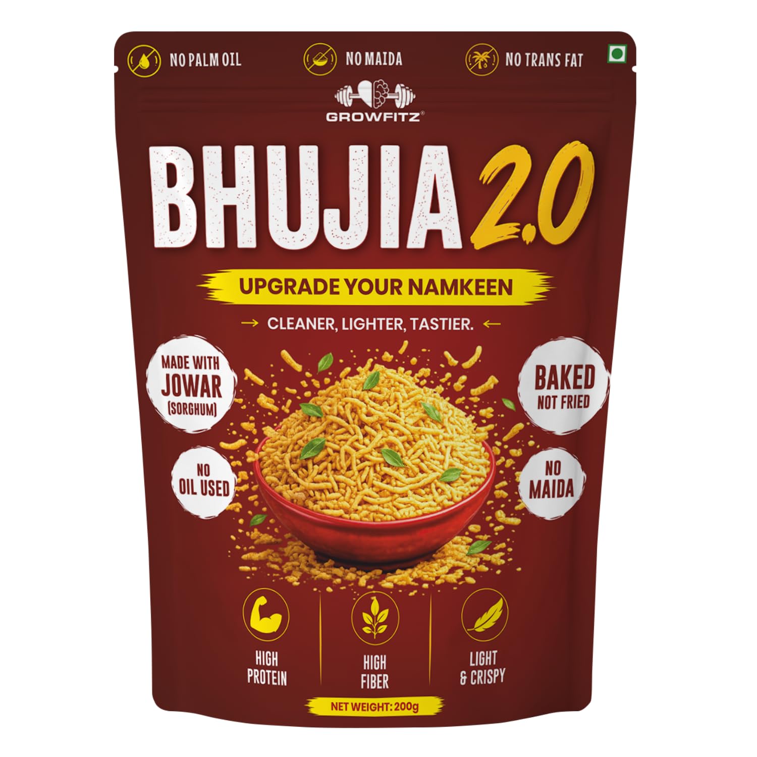 Growfitz Baked Jowar Bhujia 2.0, 200g