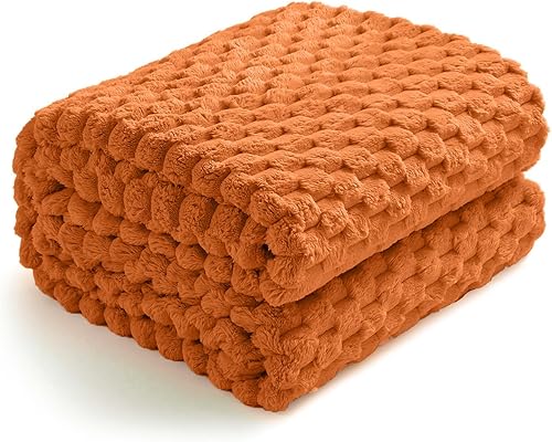 Excervent Manta de franela de forro polar (50 x 70 pulgadas), manta decorativa de jacquard hexagonal para el hogar, campamento y viajes, súper suave