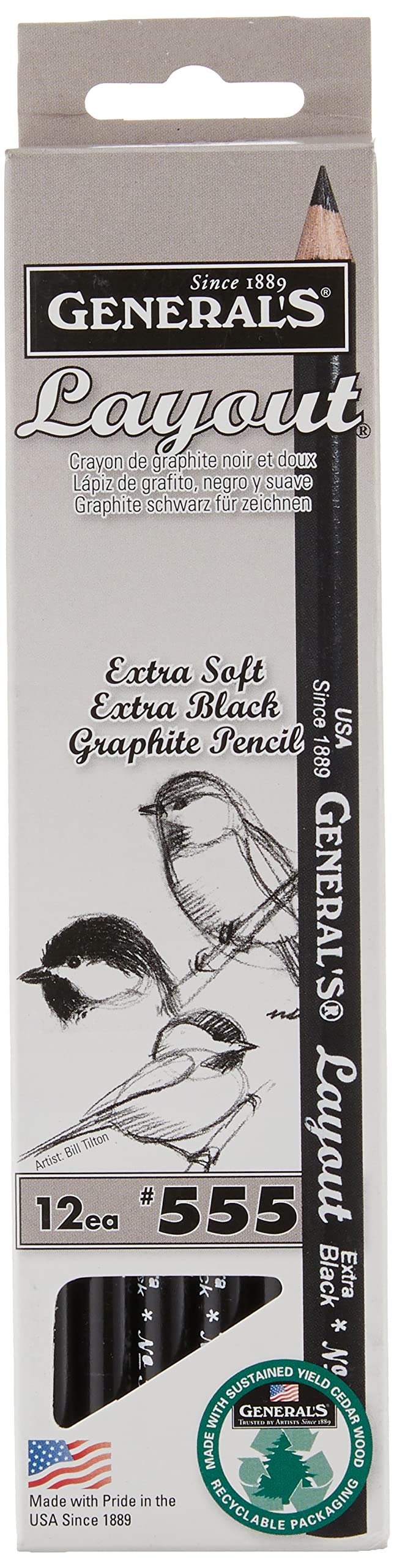 General's Layout Pencil, Extra Black Graphite, Box of 1 Dozen (555)