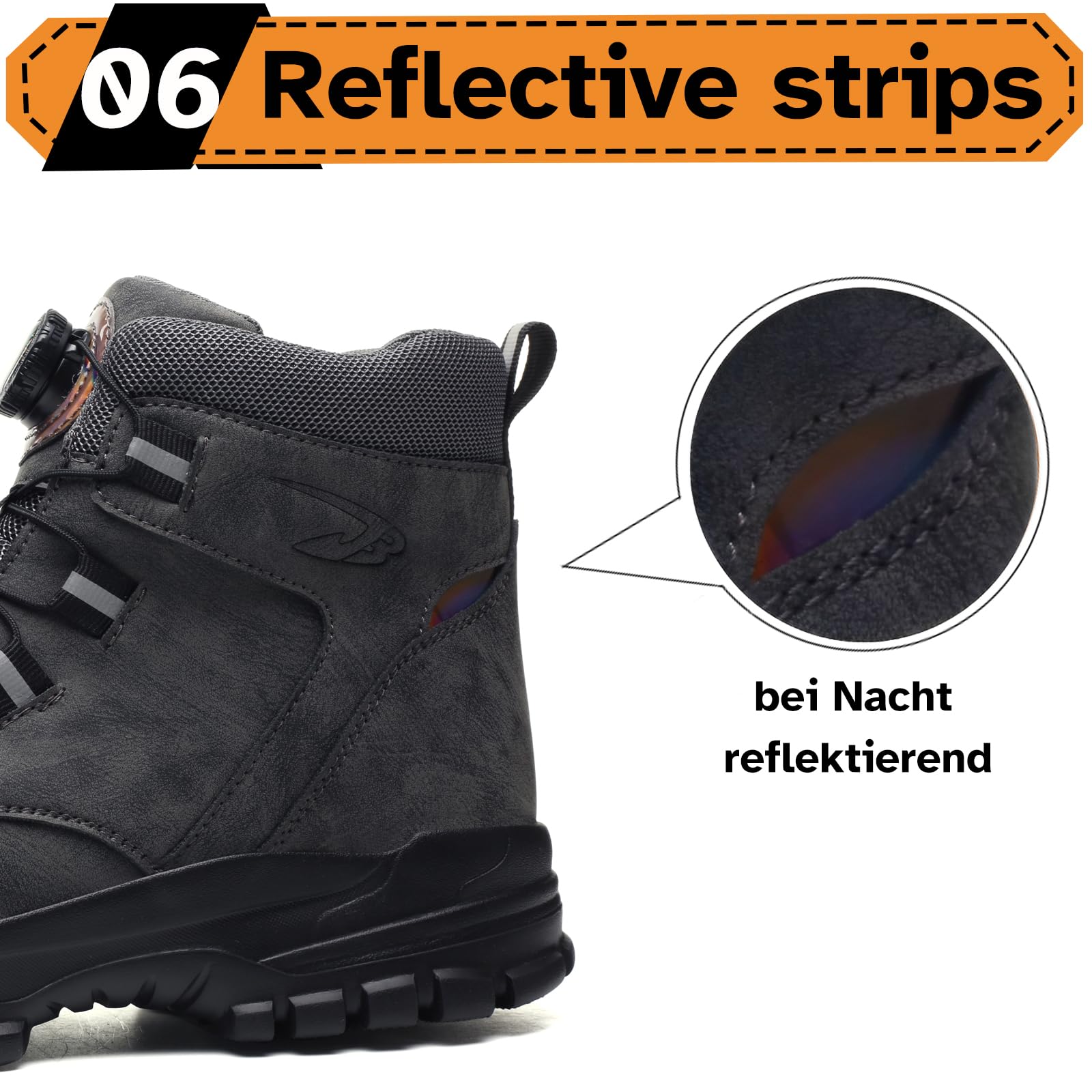 Zapatos de seguridad para hombre y mujer, ligeros, puntera de acero, transpirables, botas de seguridad antideslizantes, botas de trabajo con botón giratorio