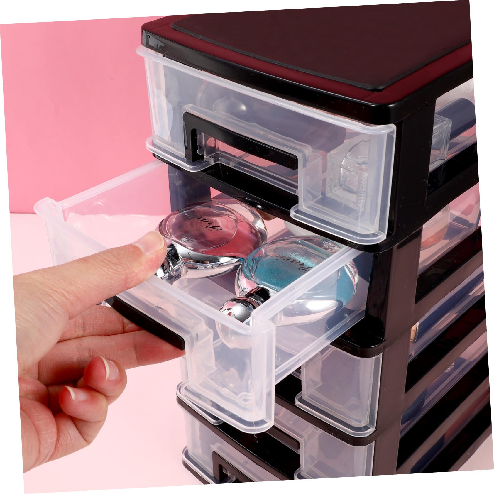 ULTECHNOVO Cassettiera da Scrivania in Plastica Trasparente, Organizzatore di Stoccaggio per Gioielli e Piccoli Oggetti, Grande Capacità per Armadi e Tavolo