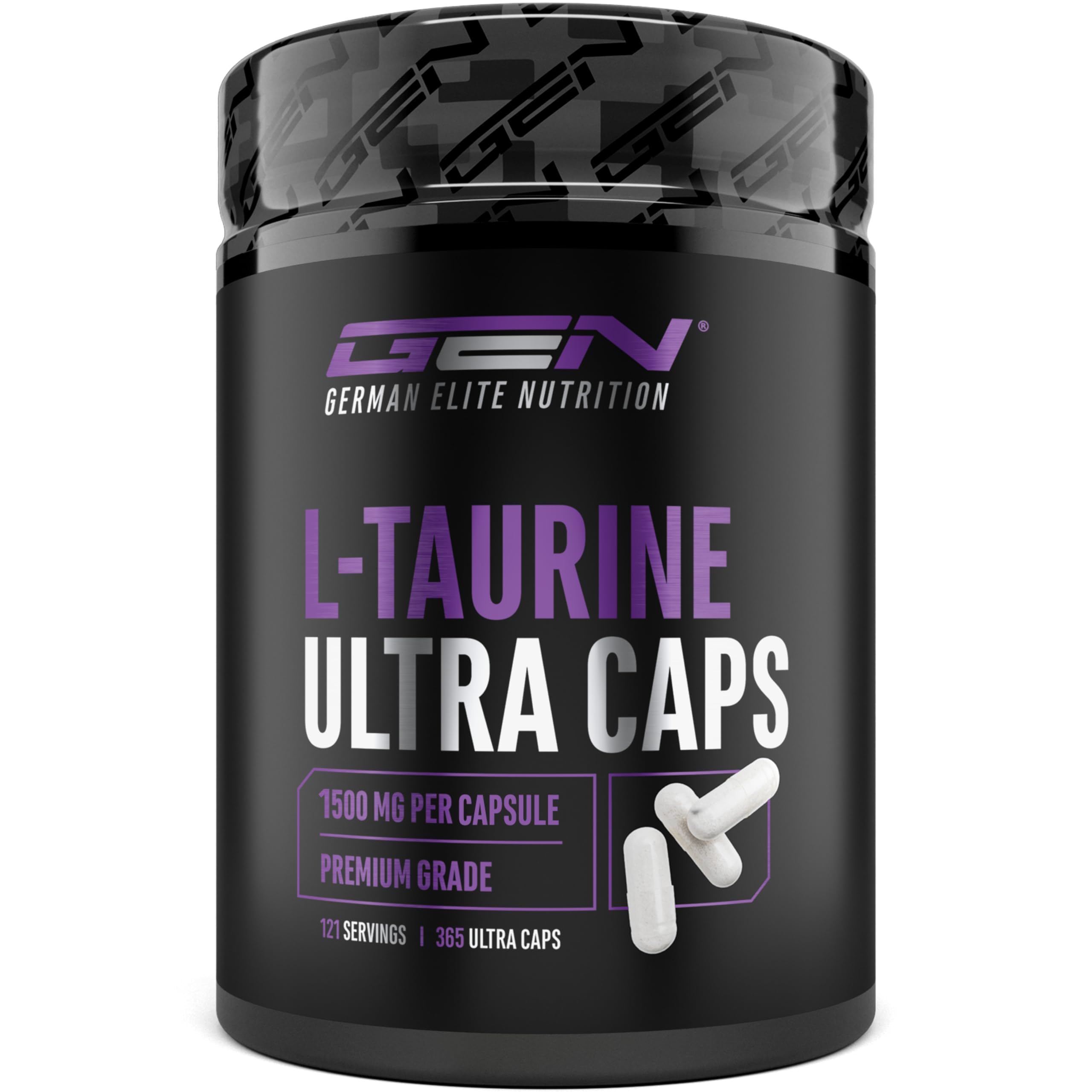 L-Taurin Ultra Caps - 365 capsules - Extra fortement dosé avec 1500 mg par capsule - Taurine acide aminé avec 99% de pureté - Sans additifs indésirables