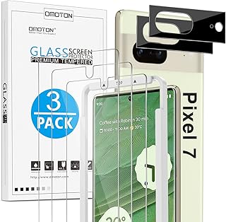 OMOTON 3+2 Pack Screen Protector for Google Pixel 7 5G 6.3 Inch 2022 Release [Not for Pixel 7 Pro 6.7 Inch], 3 Pack Screen Protector & 2 Pack Camera Lens Protector, Fingerprint Sensor Compatible, Bubble Free