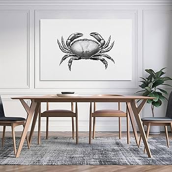 Amazon.co.jp: 絵画 蟹の絵インテリア 絵画 絶妙な白黒の彫刻