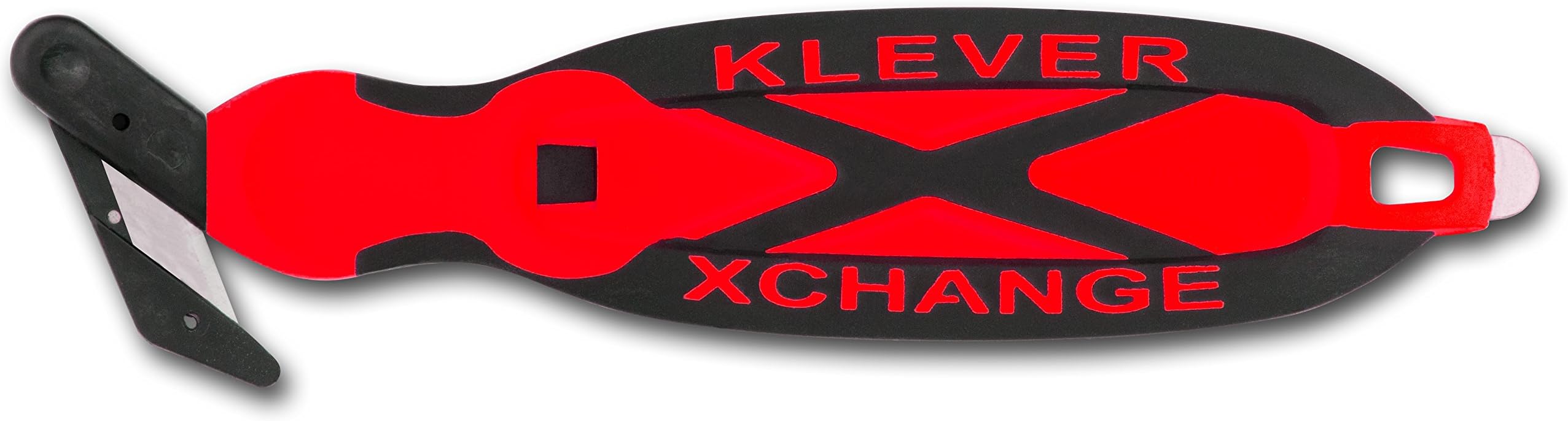 Klever XCHANGE, Box Cutter, Safety Cutter, Utility Knife, Safety Knife, Replaceable Head Perfect for Cutting Double Wall Cardboard or Other Thick Material (Red)
