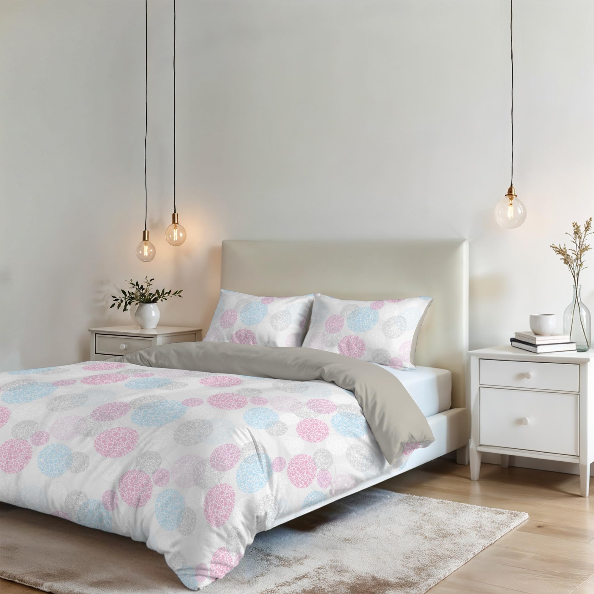 Italian Bed Linen Fantasy Duvet Cover Set, 100% Microfiber, Molecules, Double