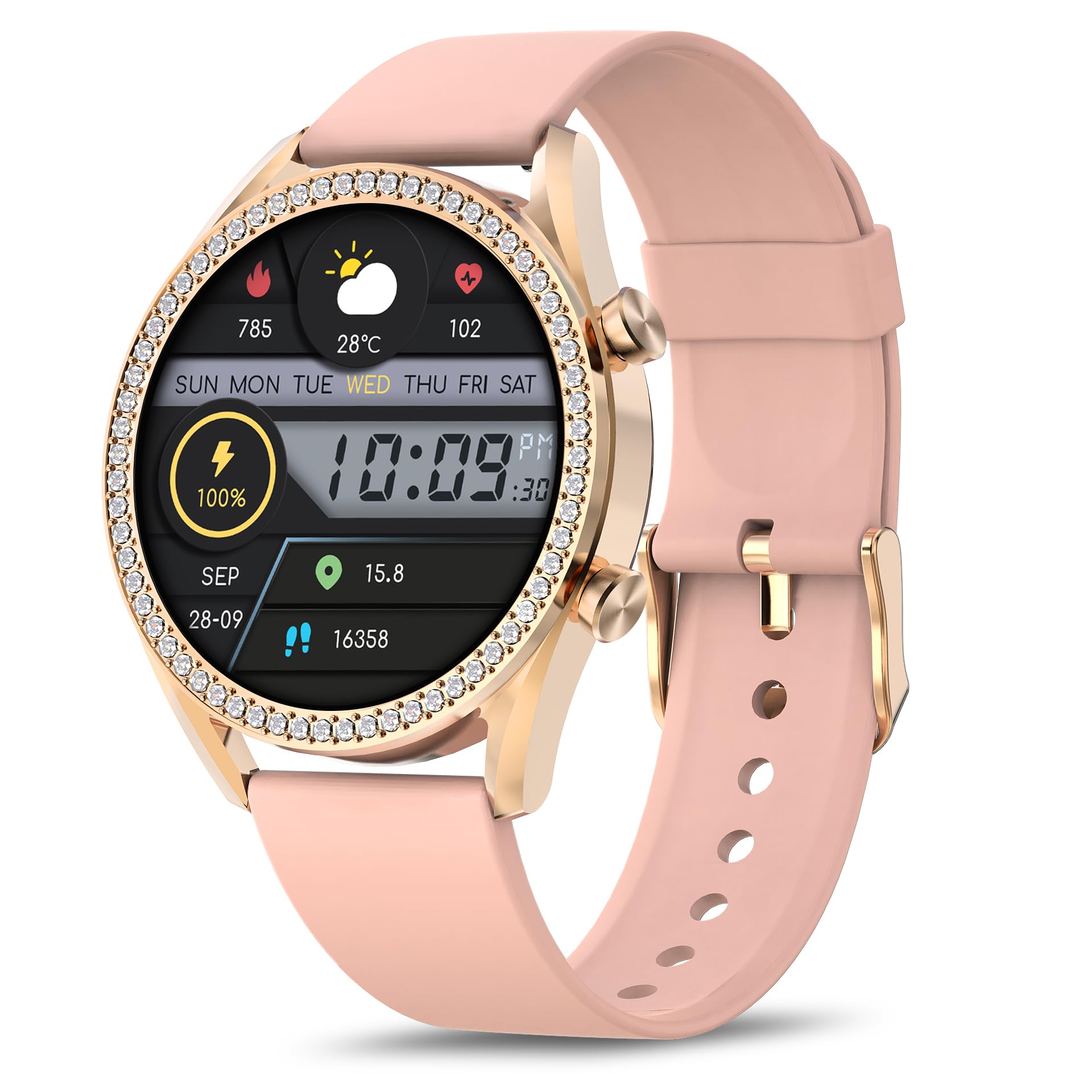 Bebinca Orologio Smartwatch Donna con Chiamate, 1,27" Touchscreen, 123 Modalità Sport, Fitness Tracker con SpO2 e Monitor del Sonno, IP68, Compatibile con Android e iOS(Oro Rosa)