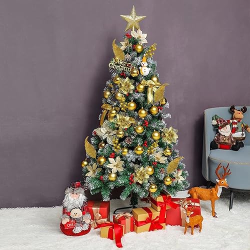 Miniatura 6 de Juego de agujas de pino artificial de Navidad y flores de pascua, adorno de mariposa de Navidad, púas de bayas con purpurina para decoración de