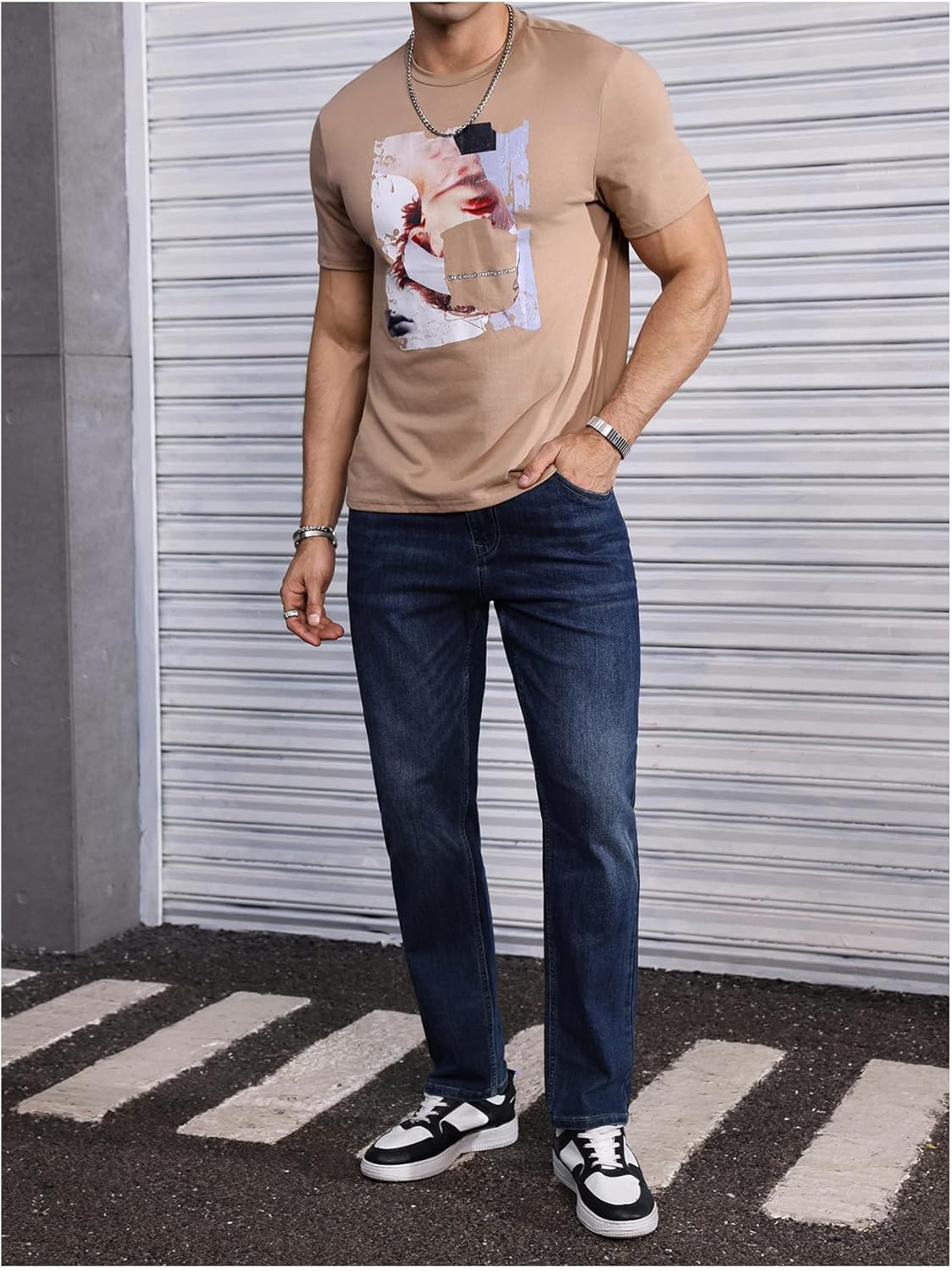 SOLY HUX Men's Graphic Tees Figure Letter Print Short Sleeve Designer T Shirt Summer Tee Tops - Image 5