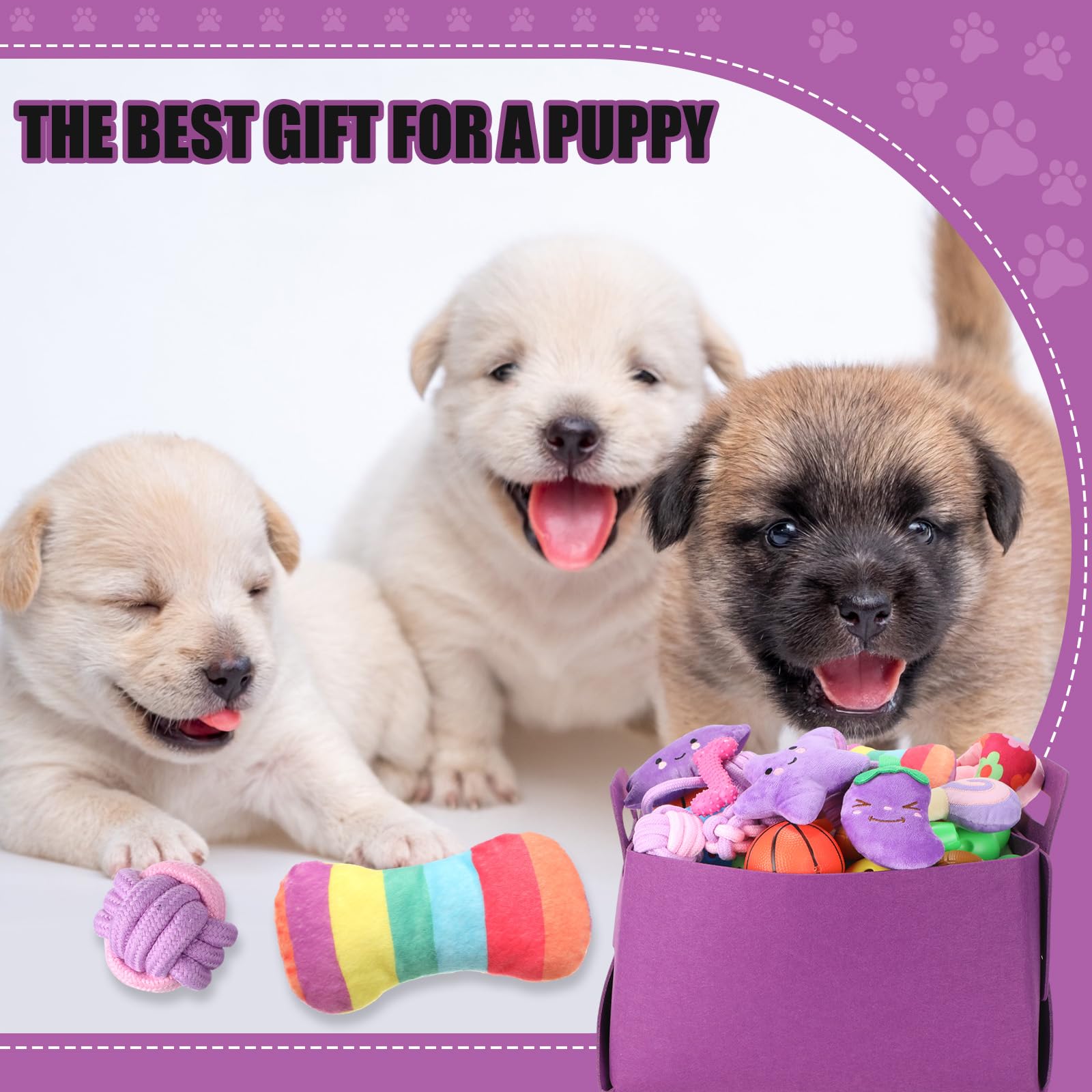 Abbylike Kit de iniciación de 50 piezas para cachorros para perros pequeños, incluye correa, cuencos, cepillos de dientes, botella de agua y más accesorios para perros, regalo de bienvenida para el