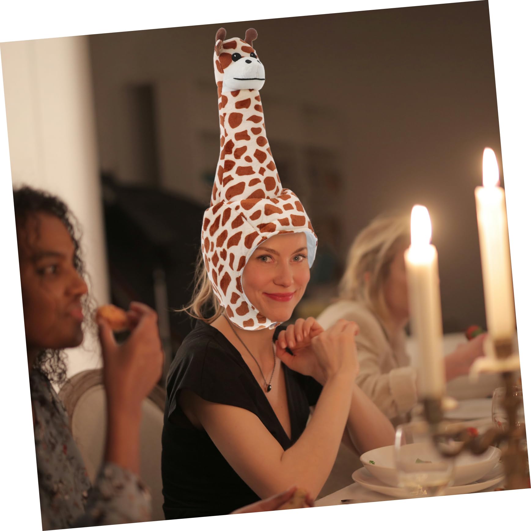 TOYANDONA Cappello Giraffa in Peluche Cotone Pp, Comodo da Indossare, Cappello Divertente a Forma di Giraffa per Feste e Spettacoli Fotografici