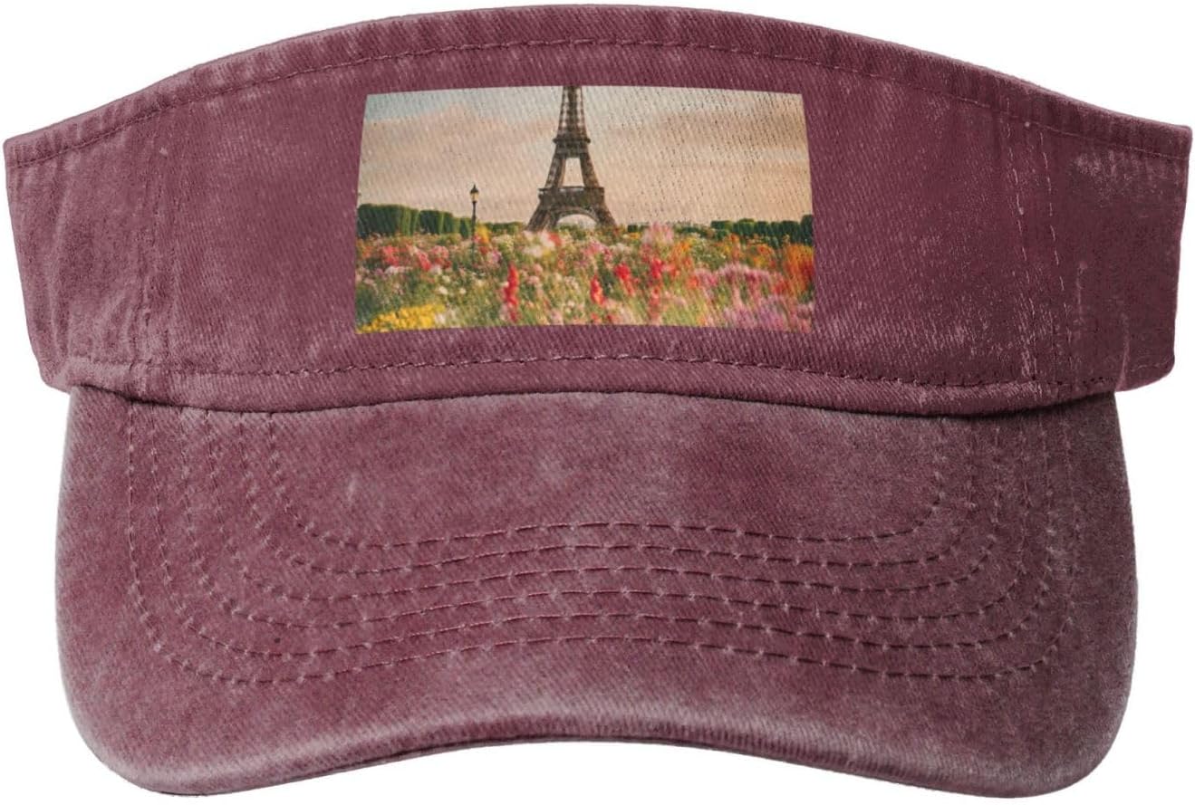 Beautiful Eiffel Tower Paris Print Sport Sun Visor Hats Cotton Ball Caps Empty Top Baseball Sun Cap for Men Women