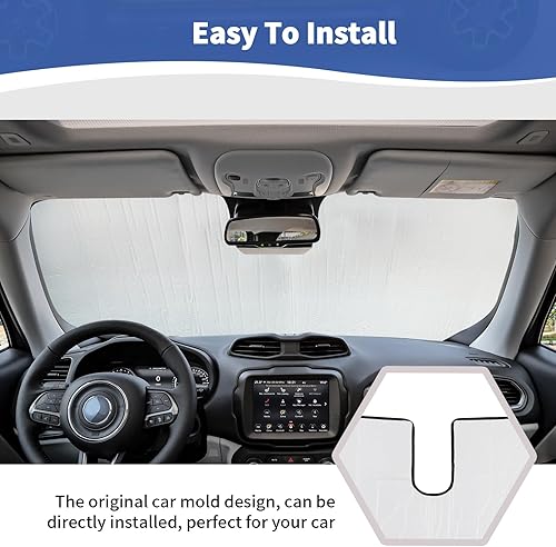 Vista 62 de RT-TCZ Parasol para parabrisas delantero para Jeep JL JLU 2018-Presente para Gladiator JT 2020-Presente Wrangler Gladiator 18+