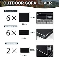 Vista 6 de 14 fundas de cojín de repuesto a prueba de salpicaduras, resistentes a los rayos UV, con cremalleras, máximo compatible con cojines de patio de 25.6