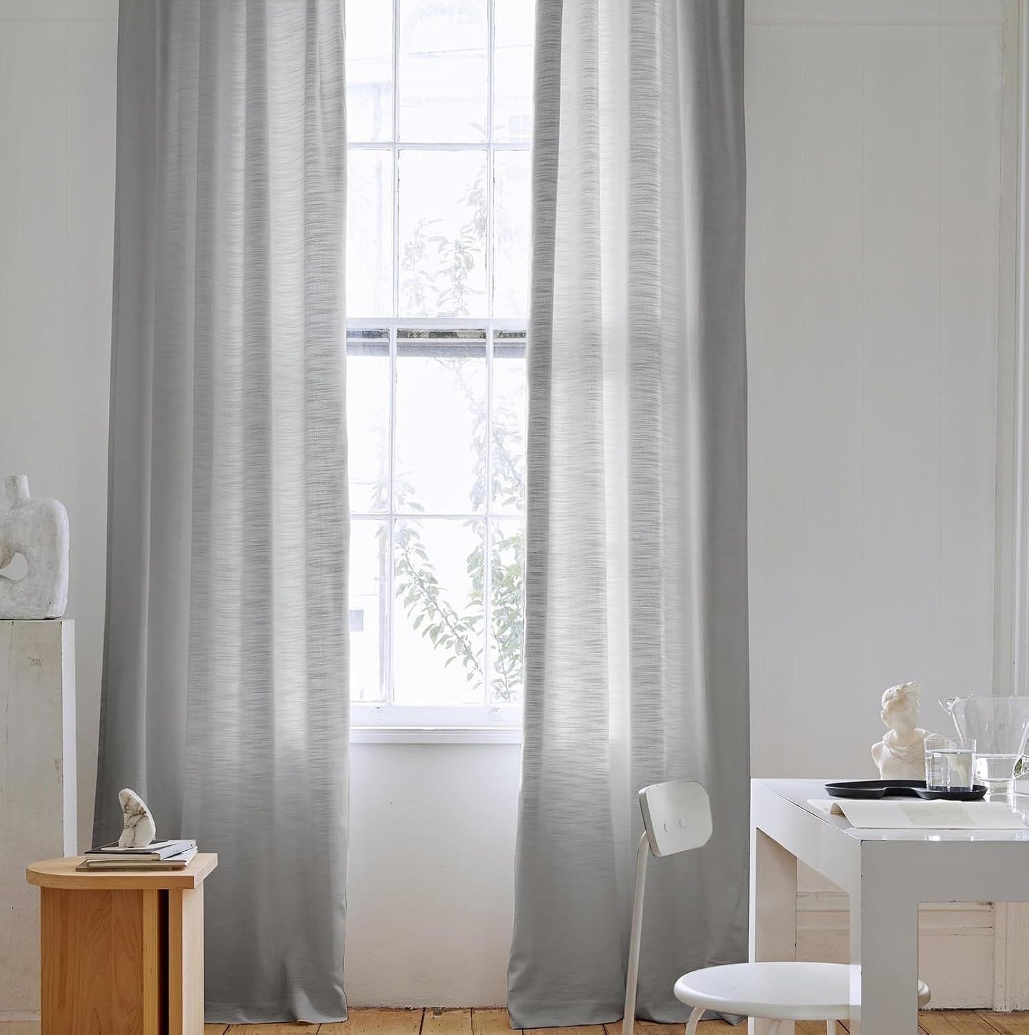 Sunbrella Taylor Light Filtering Curtains | 50 in. W X 84 in. L | Gravel | Fade Proof Drapes with UV Protection | Versatile Hanging Options for Home Decor | Single Curtain Panel