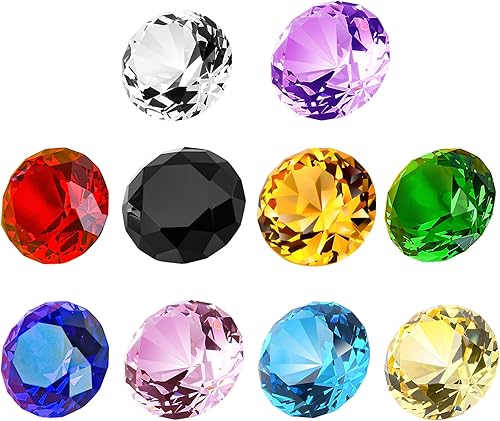 10 piezas de 1.575 in (1.5 pulgadas) de diamantes de cristal pirata multicolor pisapapeles decoraciones de boda centros de mesa de Navidad