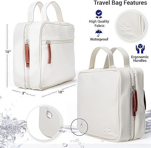 Miniatura 7 de AVAA Neceser de aseo para artículos esenciales de viaje bolsa de maquillaje de viaje de 4 compartimentos para mujeres y hombres bolsas de aseo