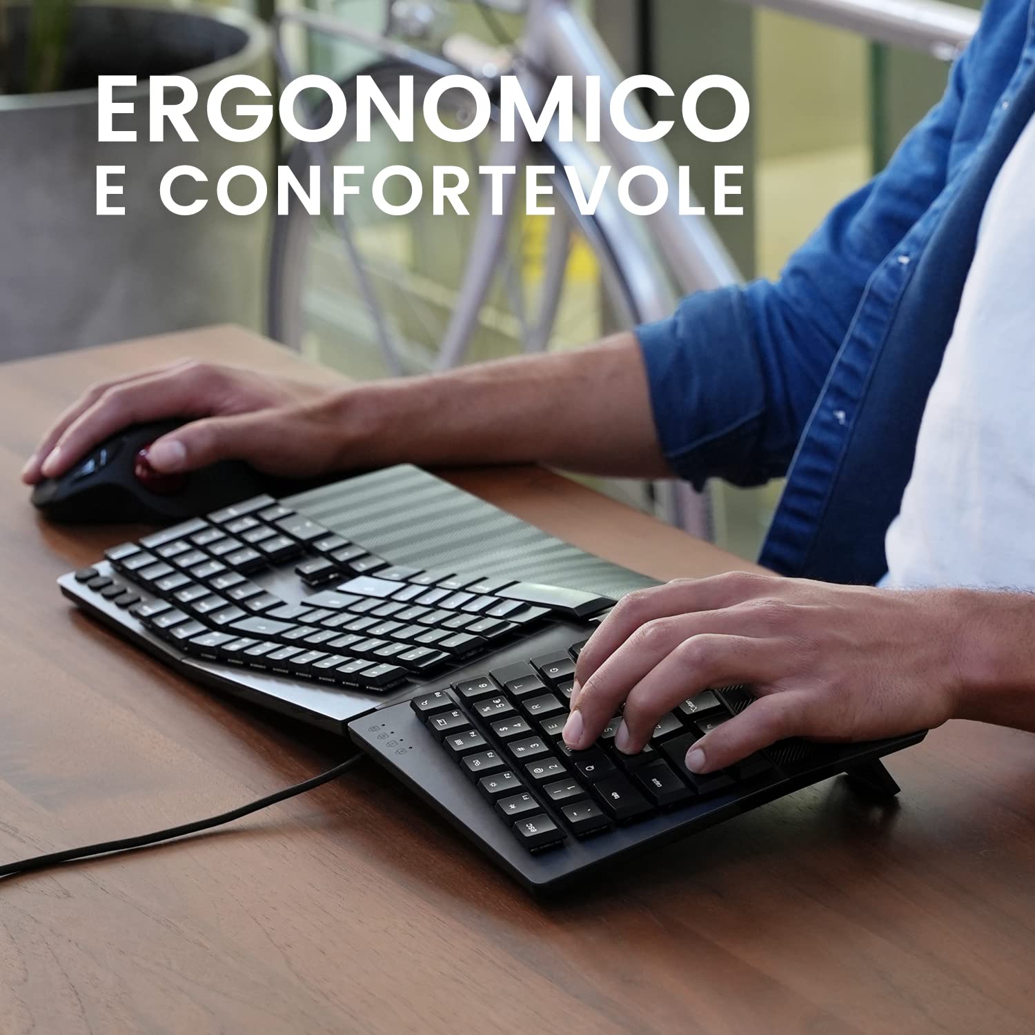 Perixx PERIBOARD-535 RD Tastiera Ergonomica Meccanica a filo - Tasti Lineari Rossi - Macro Programmabili - Compatibile con Windows e Mac OS X - Layout QWERTY Italiano