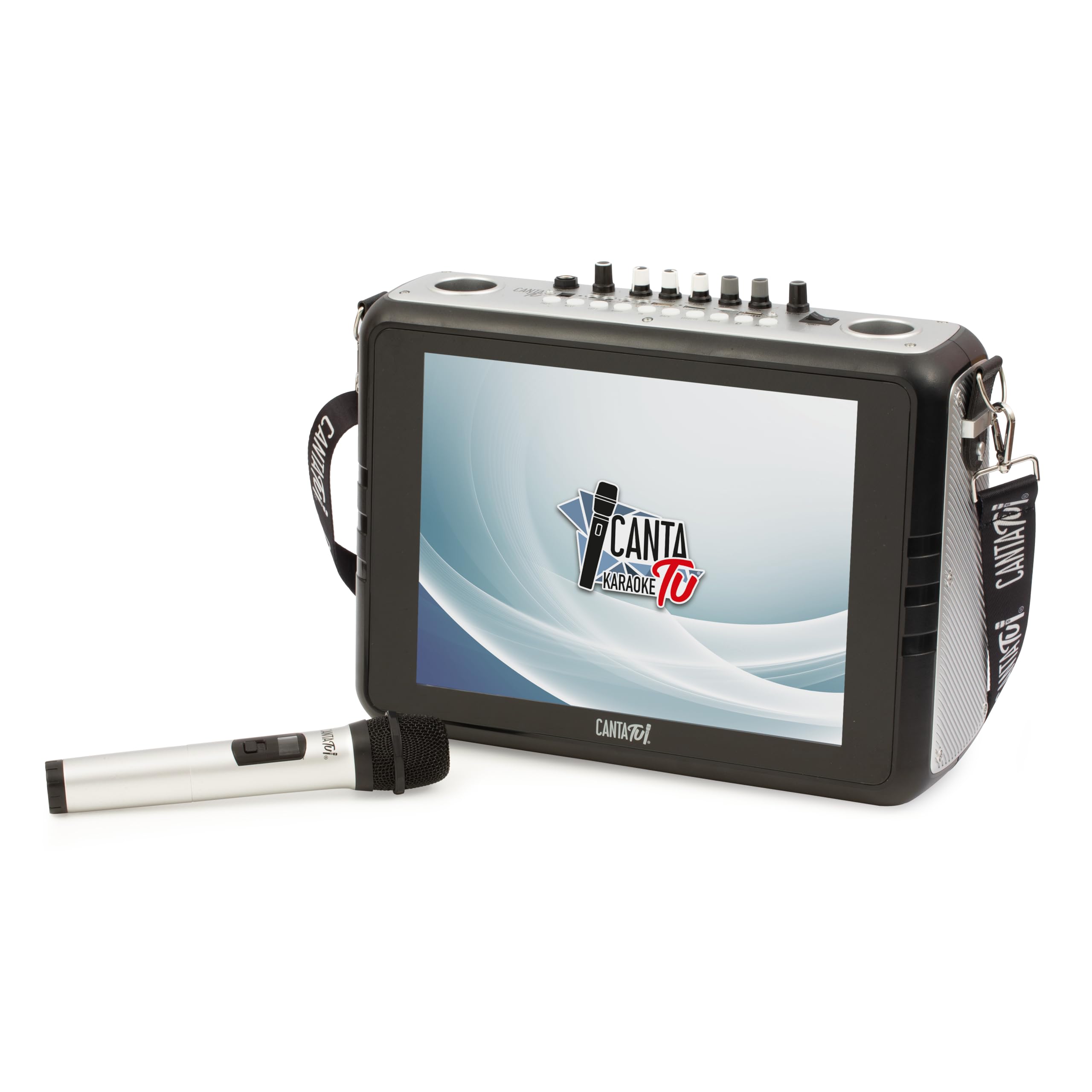 Canta Tu Karaoke Portatile 2024 - Karaoke Portatile Senza Fili Con Microfono Wireless,Tracolla, Ampio Display Touch, Connessione Wi-Fi, Effetti Vocali, Batteria Ricaricabile, Voice Changer, Argento