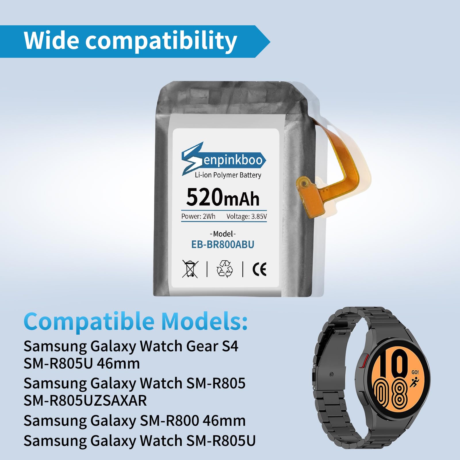 Bateria de substituição EB-BR800ABU para Samsung Galaxy Watch 46mm SM-R800 SM-R805 SM-R810 baterias de alta capacidade garantia ferramentas  44