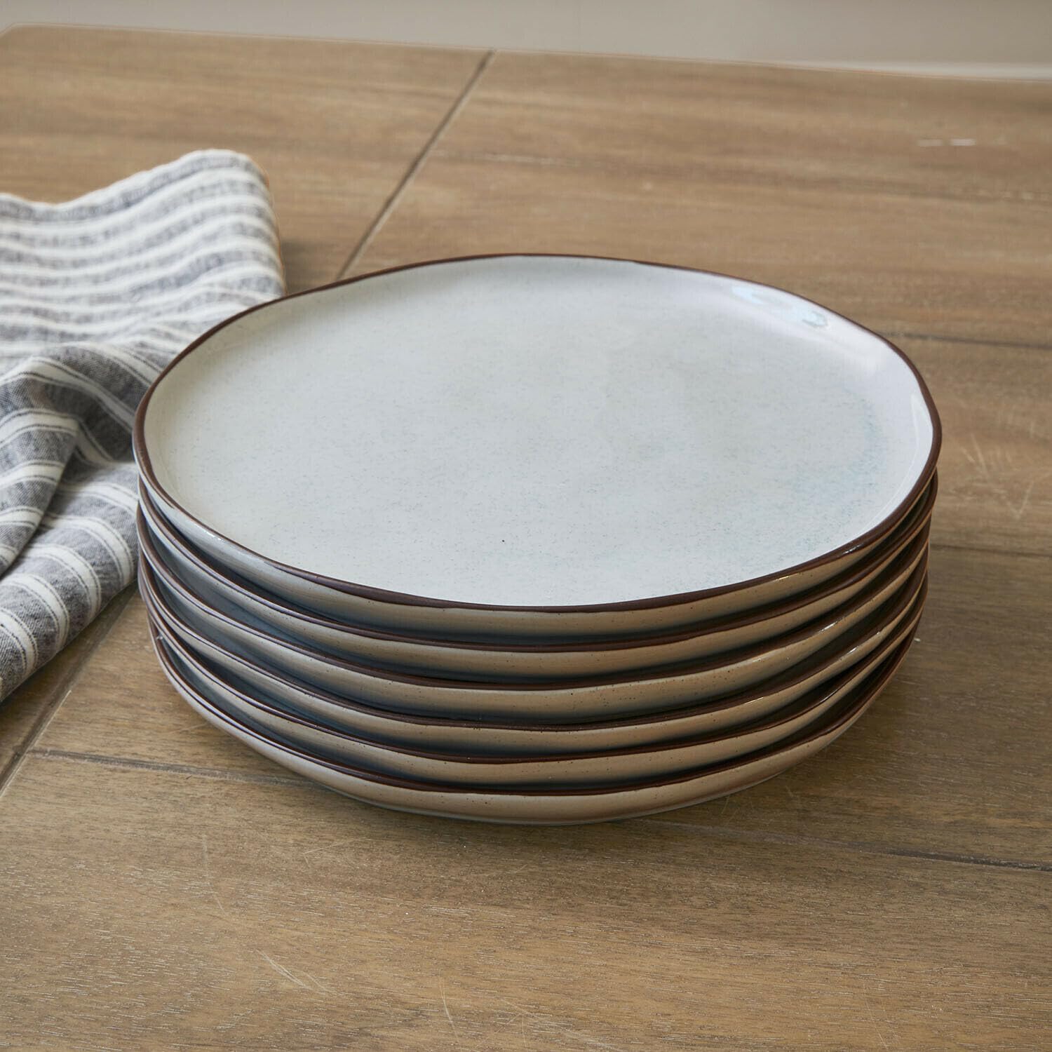 LOBERON Biarré Lot de 6 assiettes - Pour le fromage, des fruits, des amuse-bouche... - Très belle surface irrégulière, gris