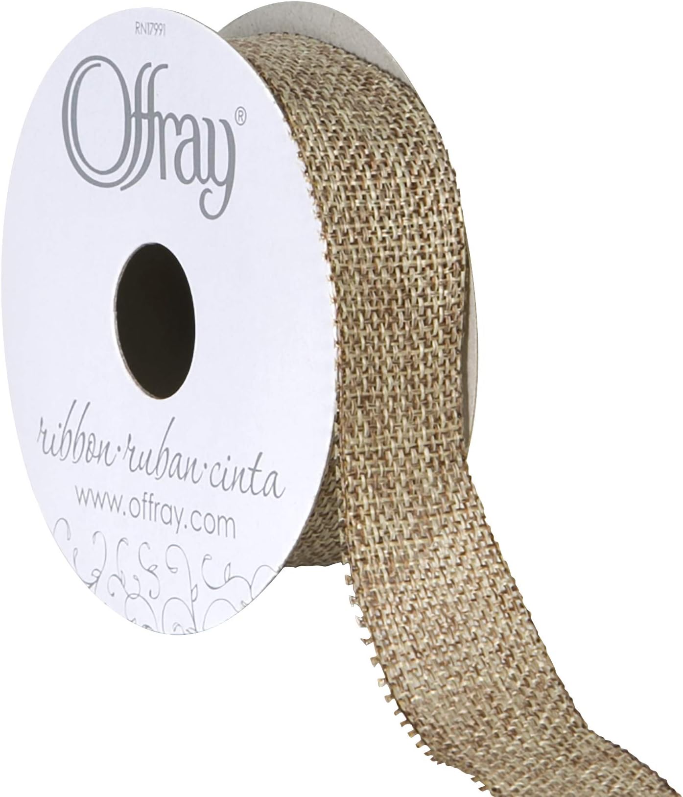 Berwick Offray 7/8" Wide Rustic Saddle Polyester Ribbon, Natural Brown, 3 Yards