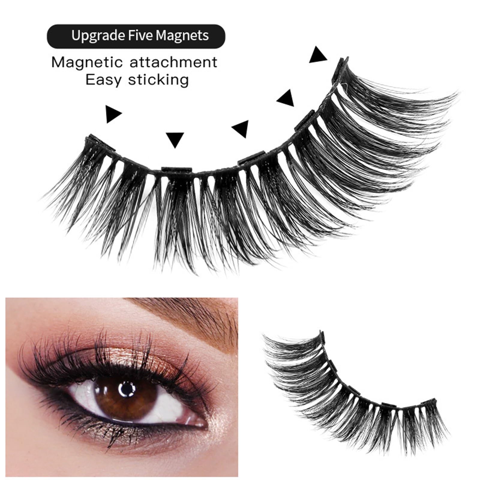Joyeee Ciglia Finte Magnetiche, 14 paia di ciglia finte riutilizzabili, kit di ciglia individuali in cluster dall'aspetto naturale 3D con applicatore, senza colla, kit di estensione ciglia fai da te