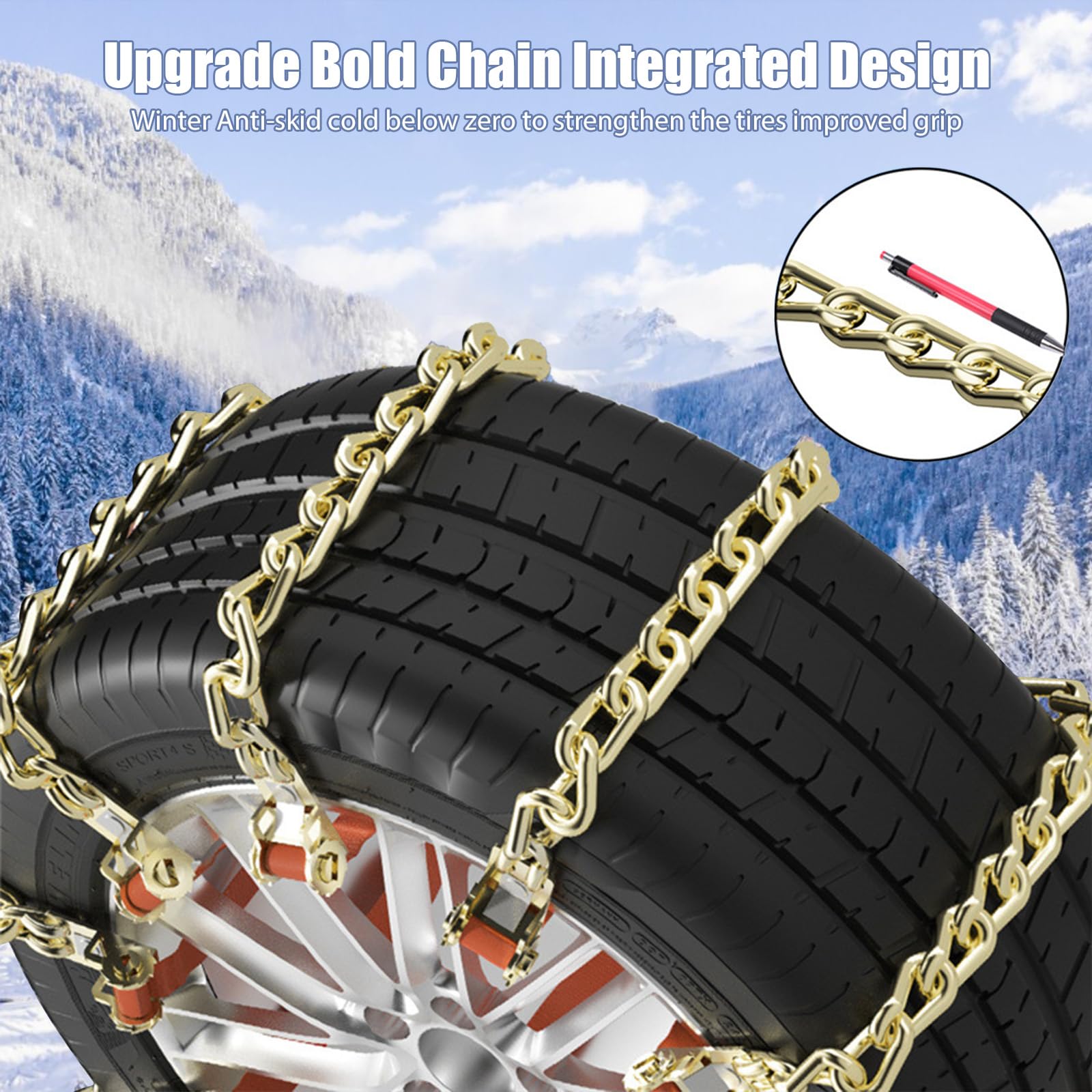 8 pezzi Catene da neve di emergenza per il traino, catene da neve universali per pneumatici con larghezza da 175-285 mm, catene antiscivolo per pneumatici da neve di emergenza Snow Chains per la