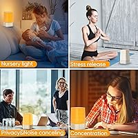 Vista 6 de Máquina de Ruido Blanco con 30 Sonidos Relajantes, Temporizador de Sueño, Lámpara de Mesita de Noche Regulable con Luz Nocturna y Reloj, Reloj