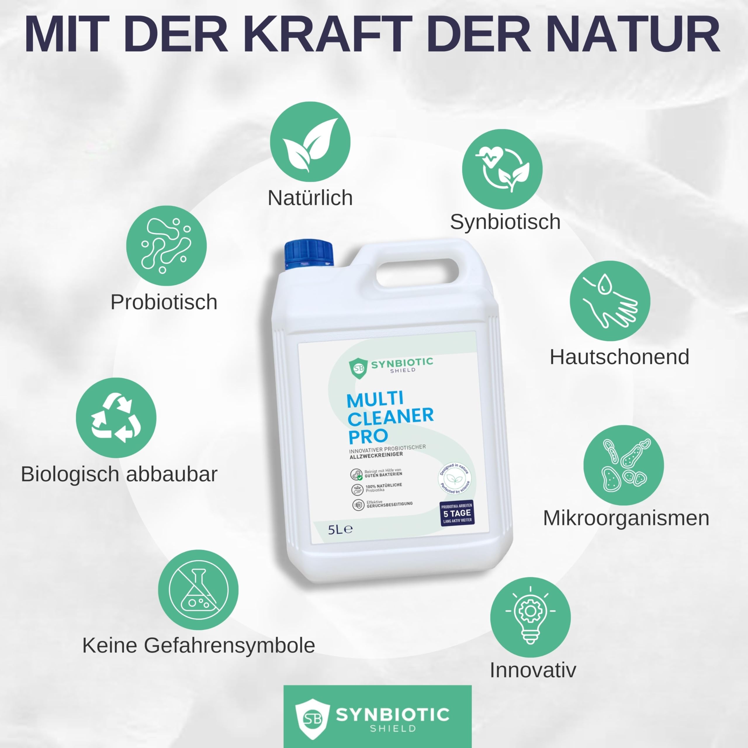 Allzweckreiniger probiotisch Konzentrat 5 Liter (Kanister) Multicleaner Pro natürliche Reinigung mit guten Bakterien - Probiotika Enzymreiniger - Haushalt Universalreiniger effektive Mikroorganismen
