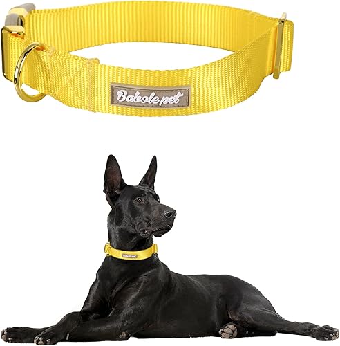 Miniatura 2 de Collar de nailon para perro, ajustable, correa suave, amarilla, para perros pequeños, medianos y grandes, collar de cachorro con hebilla de metal de