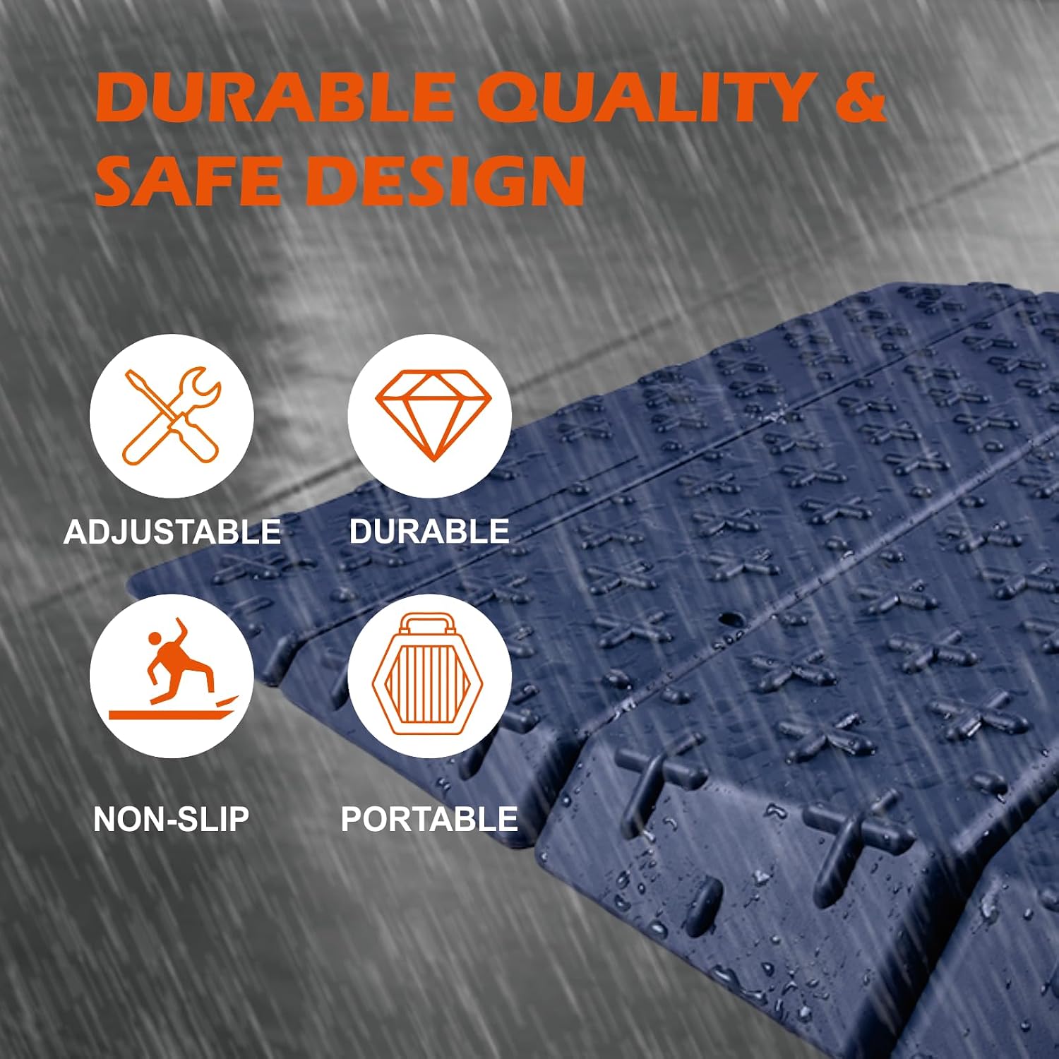 Adjustable Threshold Ramp - 6-Piece Extensible Design for 1"/2"/3"/4"/5"/6" Rise, Durable HDPE Portable Wheelchair Ramps, Detachable for Doorway (4" Rise Ramp)
