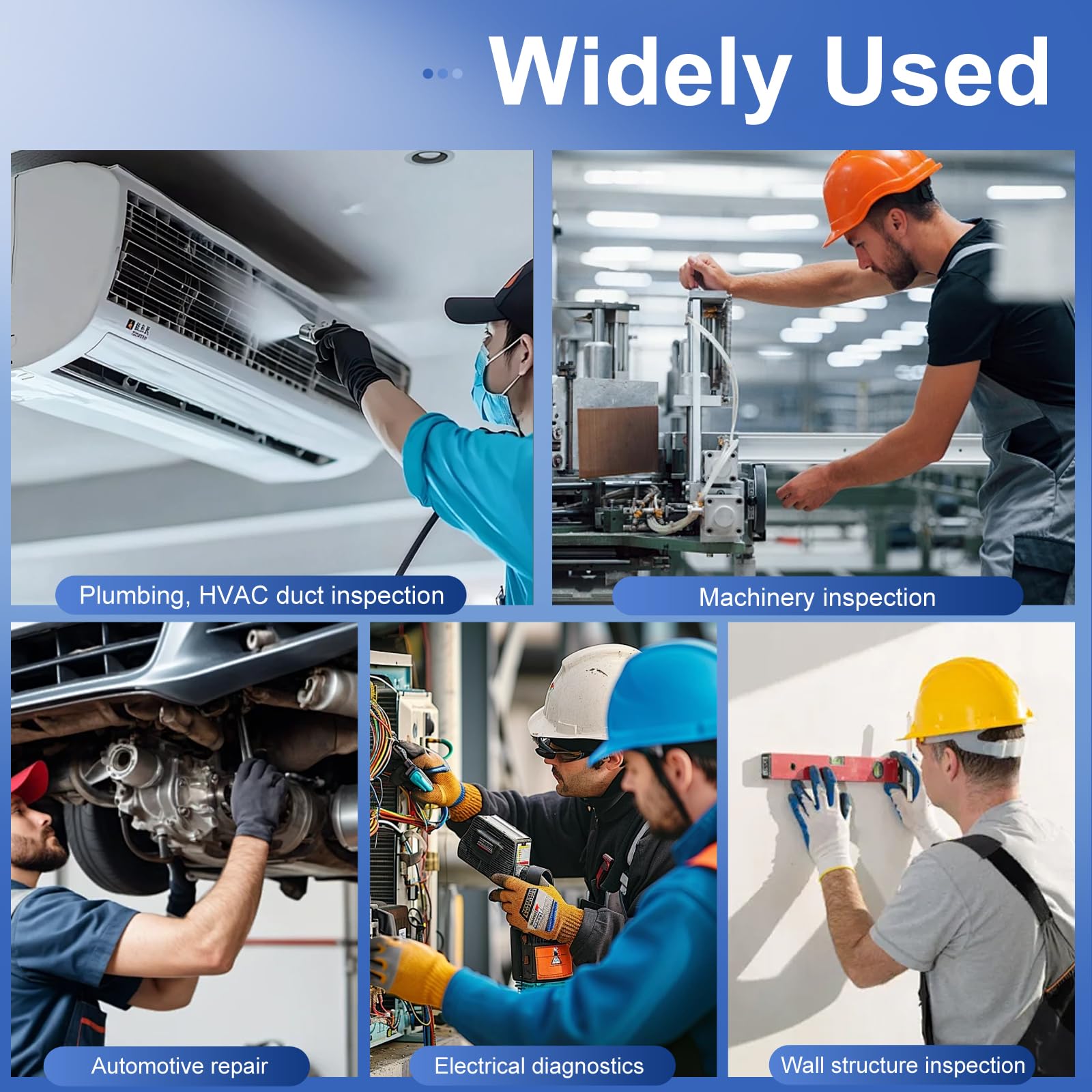 Industrielles Endoskop Kamera mit 4,3-Zoll-Bildschirm, halbstarres Kabel, Inspektions Kamera mit 8 LED-Leuchten für Sanitär, Automobil, HVAC, Elektroreparatur (5M (16.4FT))