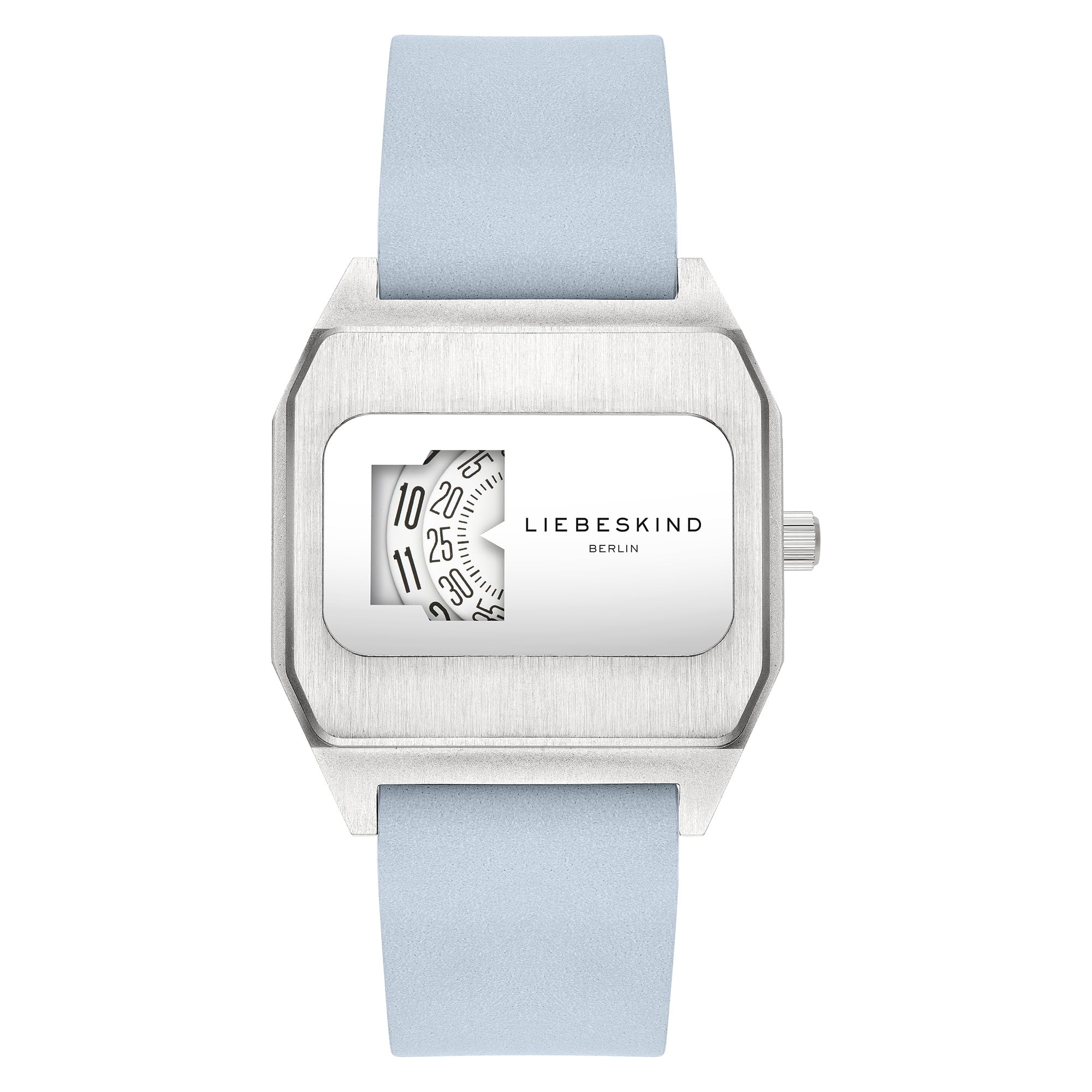 Liebeskind Berlin Damen Armbanduhr – Rechteckige Quarzuhr mit ausgefallenem Ziffernblatt – Edelstahl- & Lederarmband – 3 ATM wasserdicht – Modisches Statement