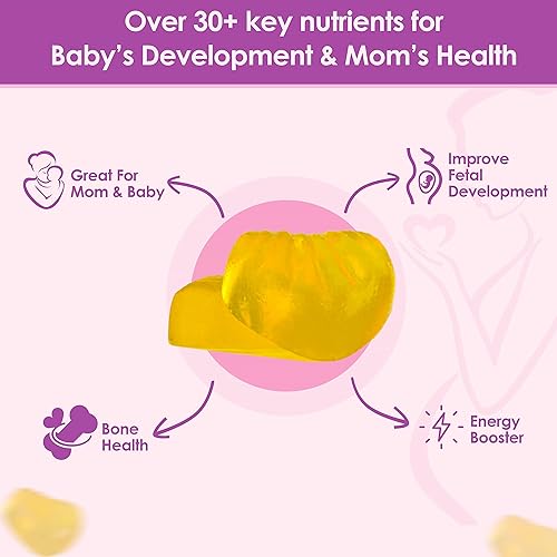 Miniatura 4 de VIDAVITE Gomitas prenatales veganas sin azúcar, mezcla de 1700 mg, más de 30 nutrientes (colina, folato, hierro, vitaminas) para el desarrollo