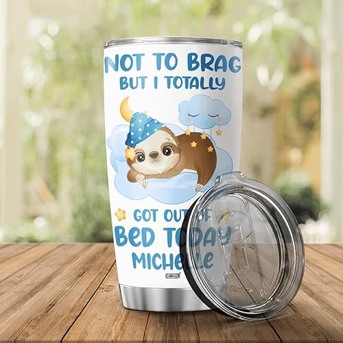 Miniatura 4 de CUBICER Vaso de café personalizado con nombre personalizado, diseño de perezoso, divertida cita sarcástica, tazas de viaje, taza grande de acero