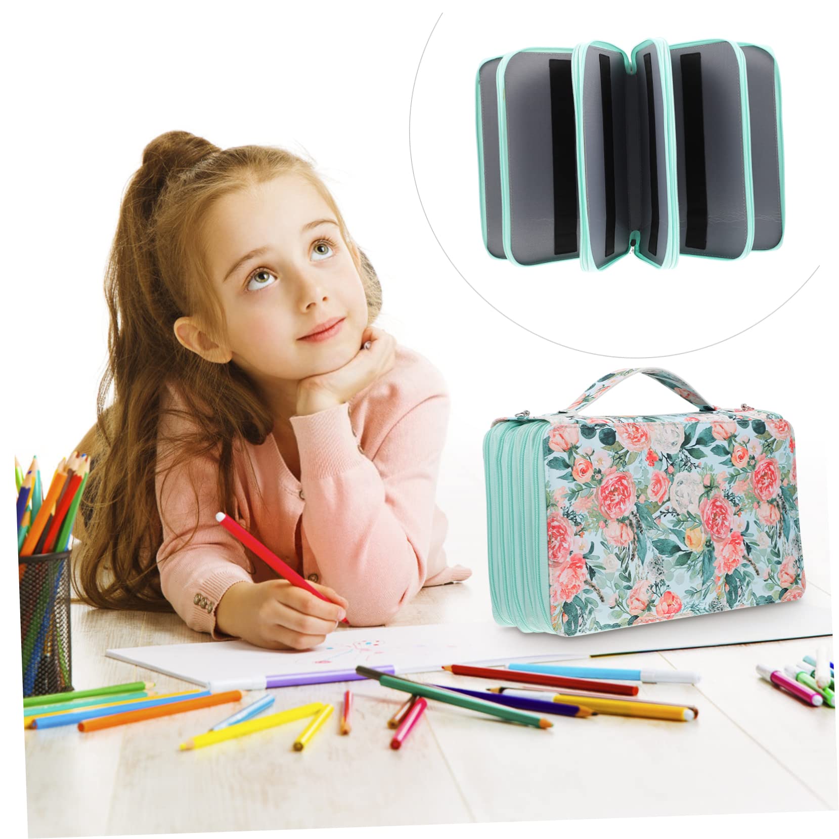 Tofficu 1pezzi Borsa Portamatite Maniglia Realizzata Materiali di Buona Qualità Design ad Alta Capacità Organizer per Cancelleria Facile da Trasportare