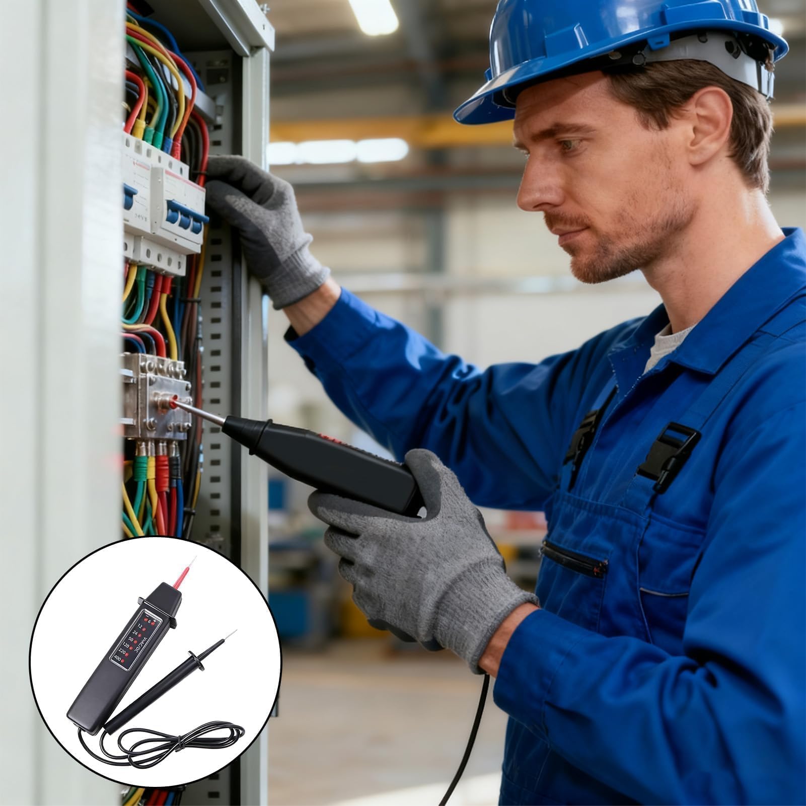 Comprobador de Tension Bipolar 6v - 400V (AC)/ 6v - 500V (DC) Comprobador de Corriente Buscapolos Electricista Probador de Voltaje LED sin Batería Detector de Voltaje Profesional