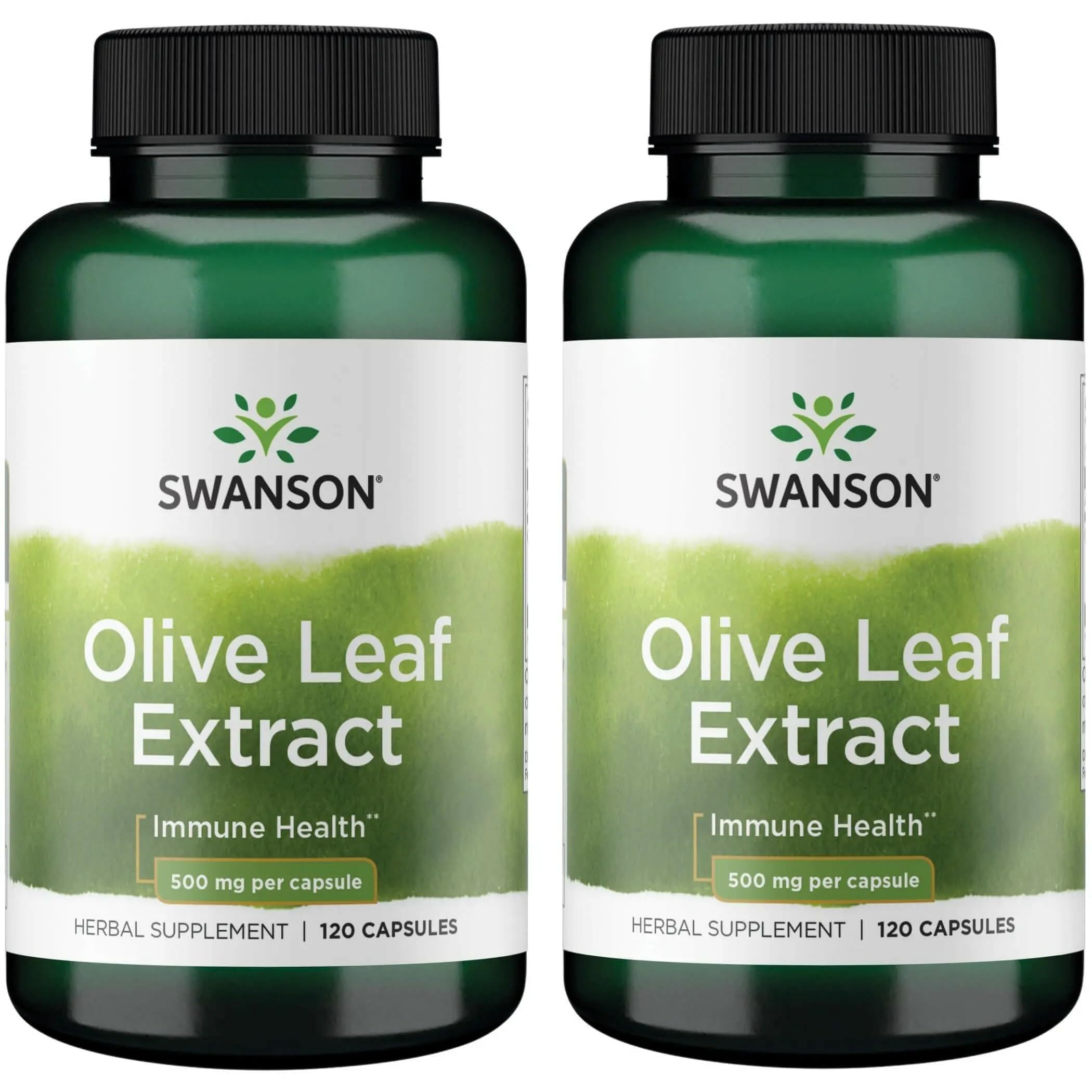 Swanson Olive Leaf Extract Immune Health, 500 mg, 120 Caps, 2 Pack 120 Count (Pack of 2)