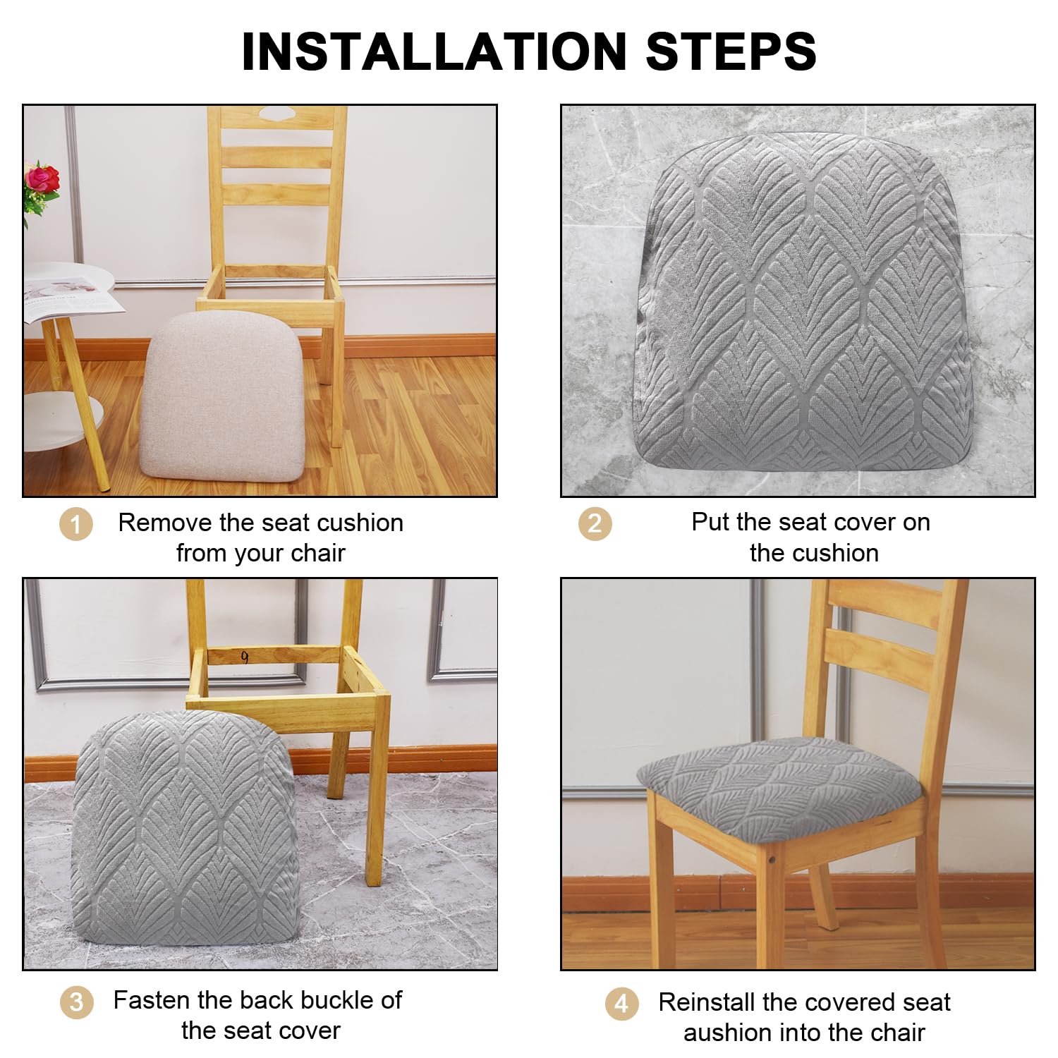 Laurraine Waterproof Dining Chair Seat Covers Set of 4 - Image 3