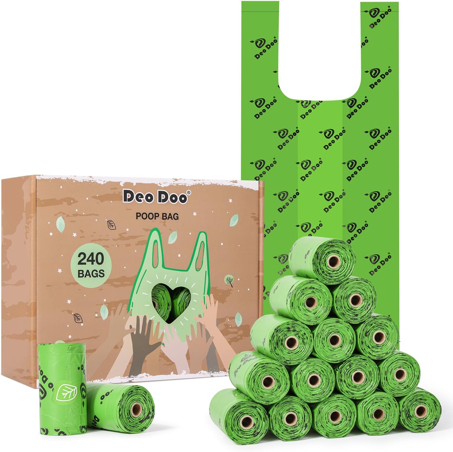 TidyZ 240 DOGGY BAGS WITH TIE HANDLES, POCKET PACK, RAINBOW COLOURS (12