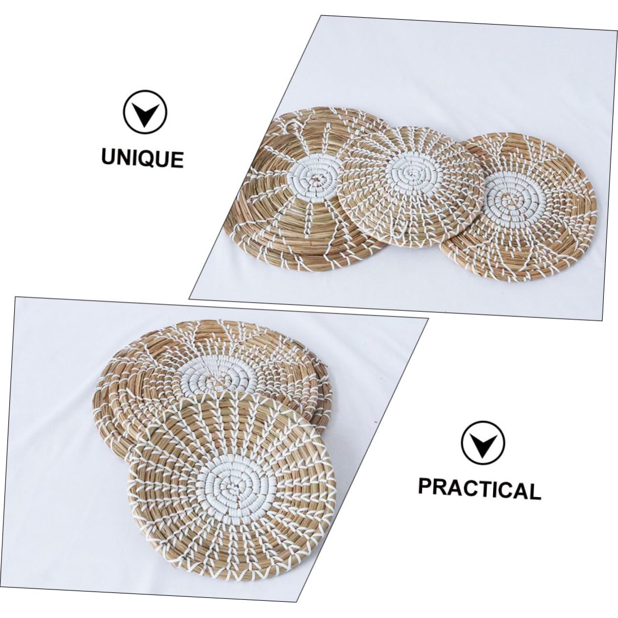 3 Stück Gewebter Wandkörbe Grasmaterial Boho Wanddeko Schlafzimmer Wohnzimmer Küche Hängeornamente