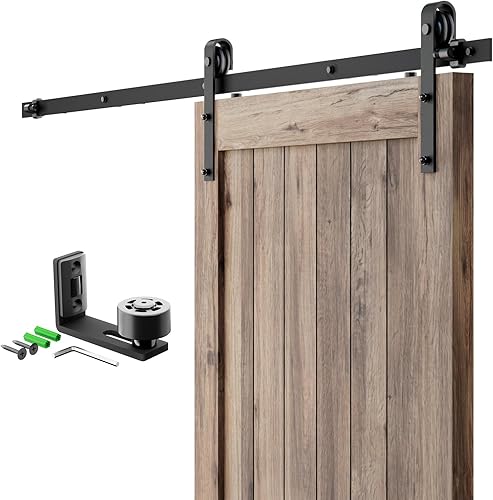 Vista 40 de CCJH - Kit de herrajes para puerta corrediza de granero de 12 pies, resistente, suave y silencioso, fácil de instalar, p/paneles de puerta indiv.