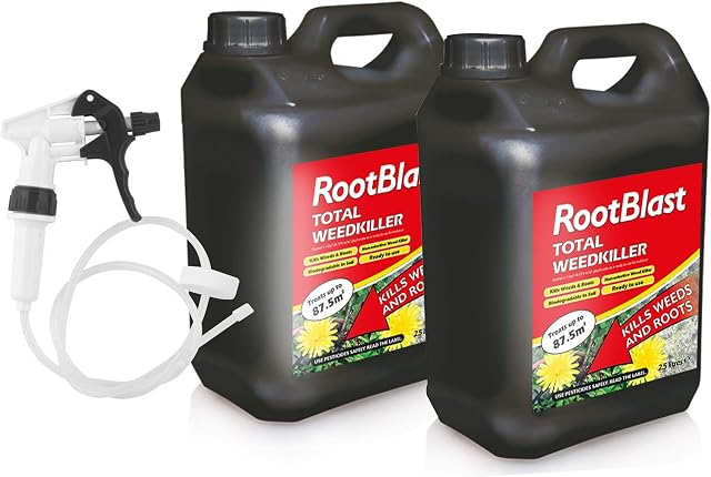 Rootblast - Total Weedkiller - 2 x 2.5L Ready To Use with Long hose trigger - Kills Weeds & Roots - Biodegradable in Soil - Non-selective Weedkiller