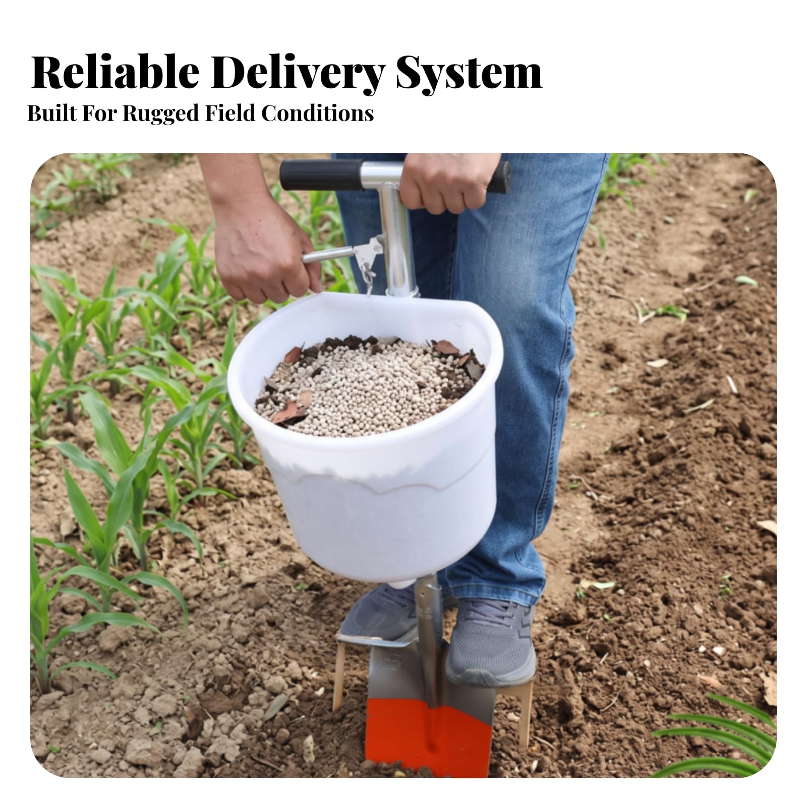 Applicatore di Fertilizzante Manuale Dosatore da Giardino Strumento per Inserimento Nel Suolo Bastone con Impugnatura Orizzontale Corpo in PP E, Modello Aggiornato Con Punta Affilata