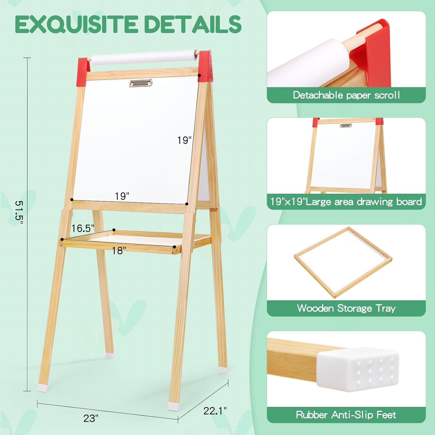 Babevy Kids Art Easel - Double-Sided LCD & Whiteboard With Paper Roll