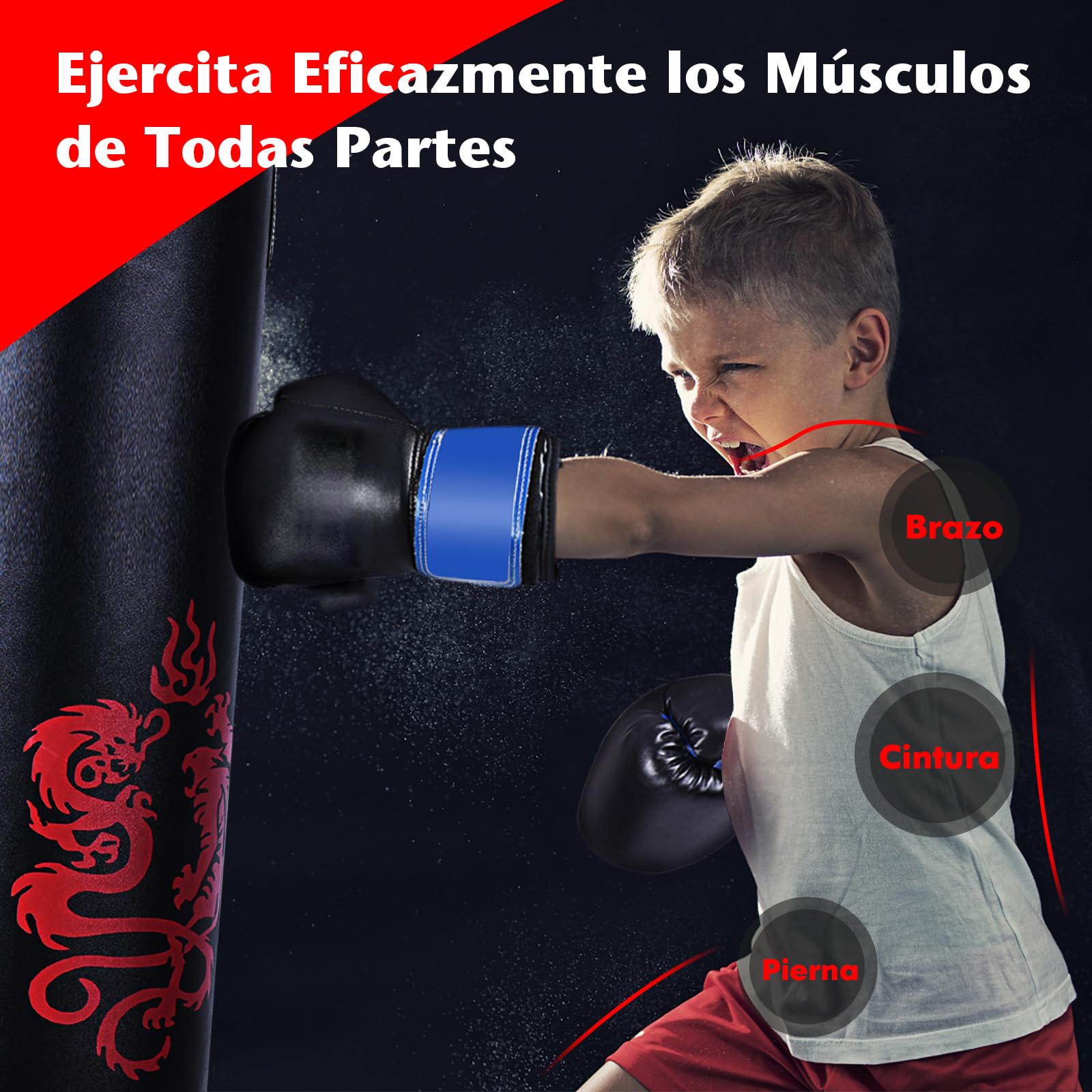 COSTWAY Saco de Boxeo con Relleno para Niños, Set Completo con Guantes, Cuerda de Saltar y Bolsa de Transporte para MMA