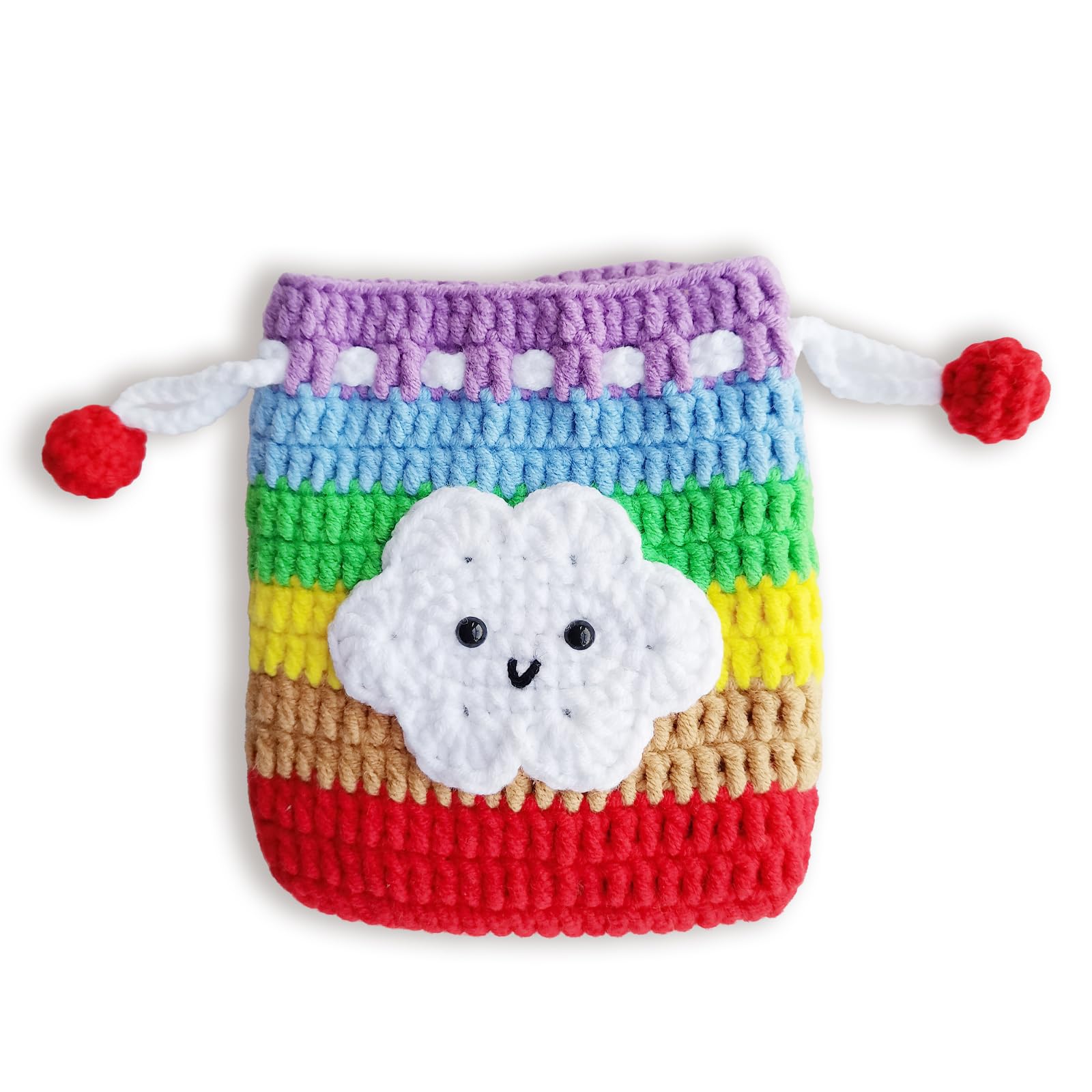Small Crochet Purse 100% Handmade Knitted Storage Bag Cute Funny Kawaii Coin Change Purse Pouch Mini Cartoon Shark Funny Plush Drawstring Headphone