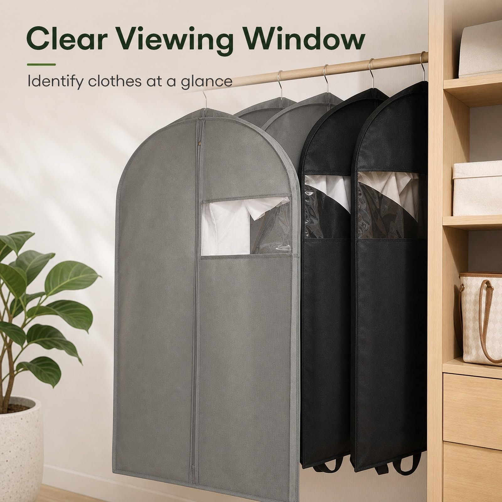 Funda Traje Transparente Fundas de Ropa Antipolvo Bolsas Guardar Ropa Funda Ropa PEVA Bolsas para Colgar Ropa Abertura para Percha para Hogar y Guardarropa para Abrigos y Vestidos